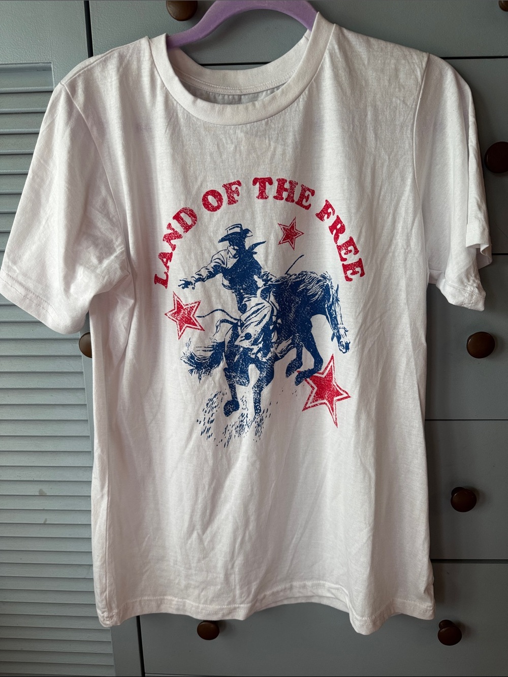 White 'Land of the Free' Graphic Tee - Short Sleeve